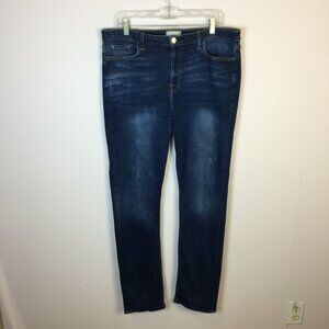 JEN 7 by 7 For All Mankind Jeans Sz 16 Womans Slim Straight High Rise Blue Denim